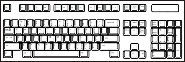 Стандартная 101-клавишная клавиатура компании IBM