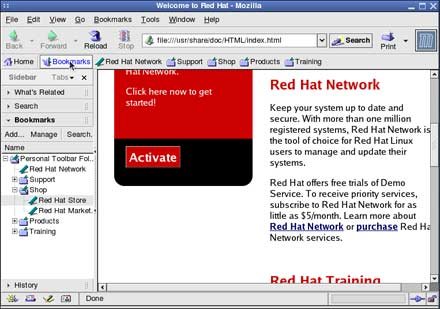 Браузер Mozzilla в Red Hat Linux 9.0, похож на Natscape Navigator